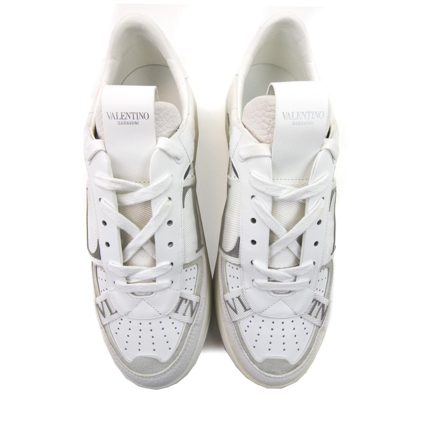 Valentino Vl7n Logo Embellished Leather Trainers Bianco/grey 22e