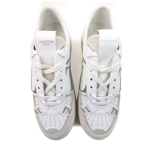 Valentino Vl7n Logo Embellished Leather Trainers Bianco/grey 22e