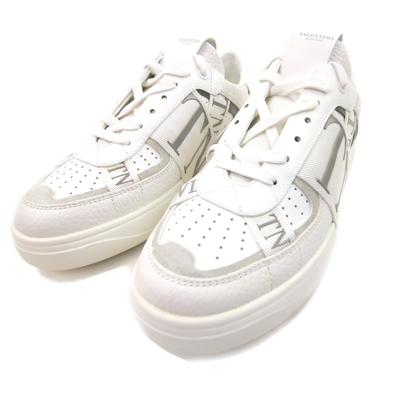 Valentino Vl7n Logo Embellished Leather Trainers Bianco/grey 22e