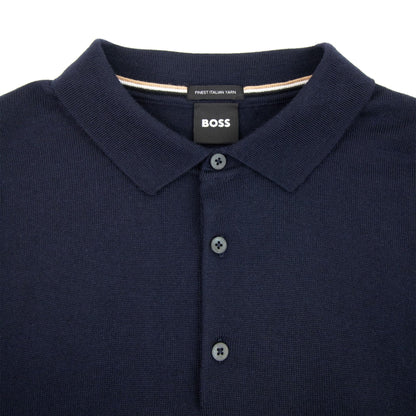 Hugo Boss Bono-l Embroidered Logo Knitted Polo Dark Navy 404
