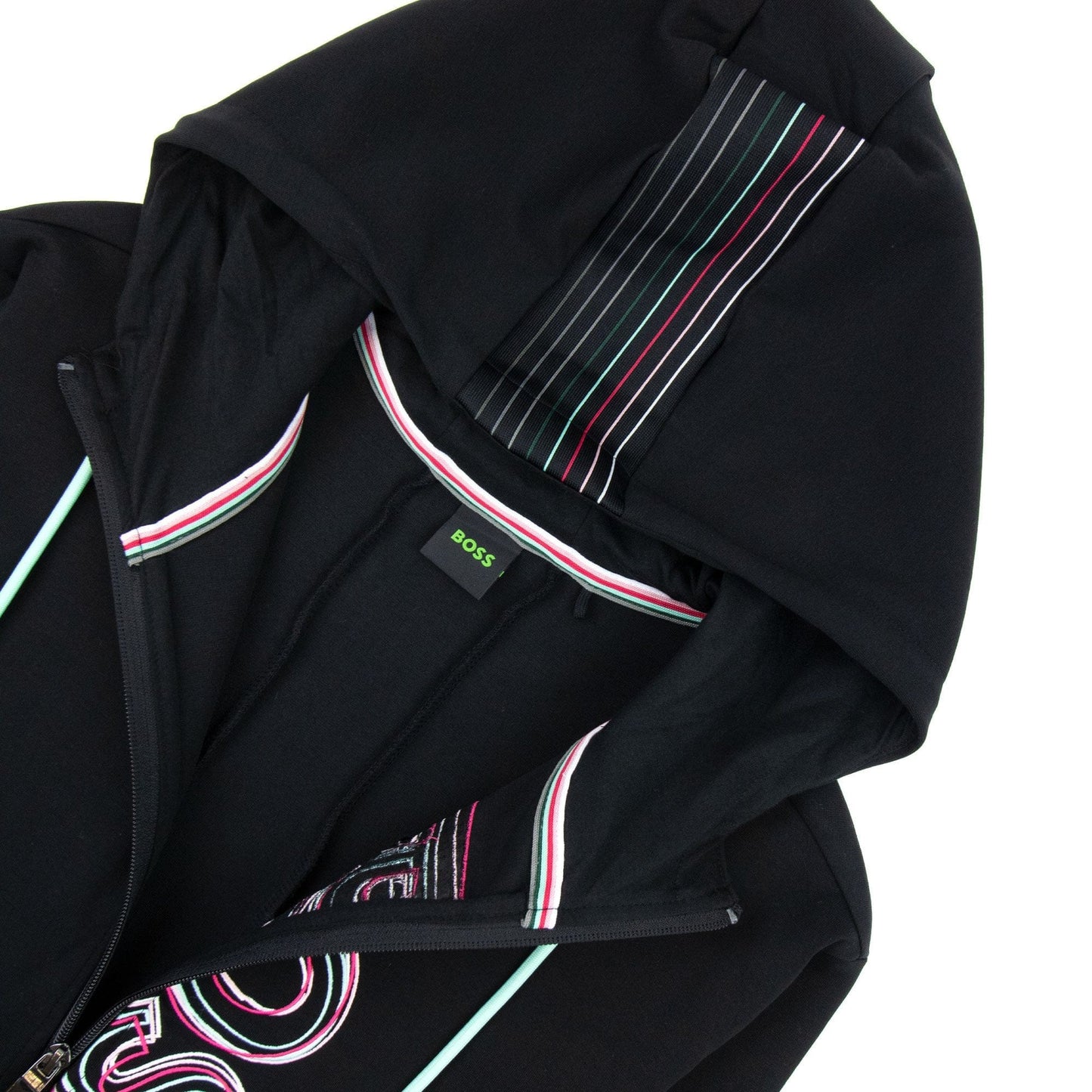 Hugo Boss Saggy 1 Multi Logo Zip Up Hoody Black 001