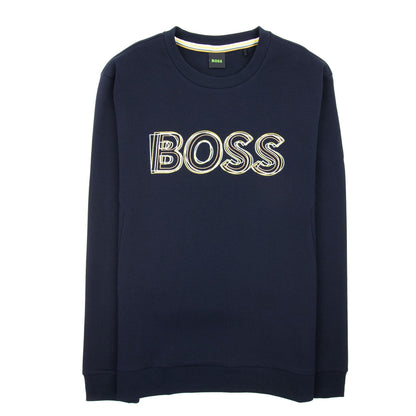 Hugo Boss Salbo 1 Embroidered Layered Logo Sweatshirt Dark Navy 402