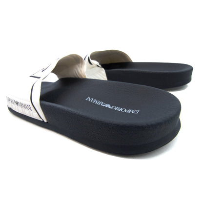 Emporio Armani Band Print Eagle Logo Slider Black/white