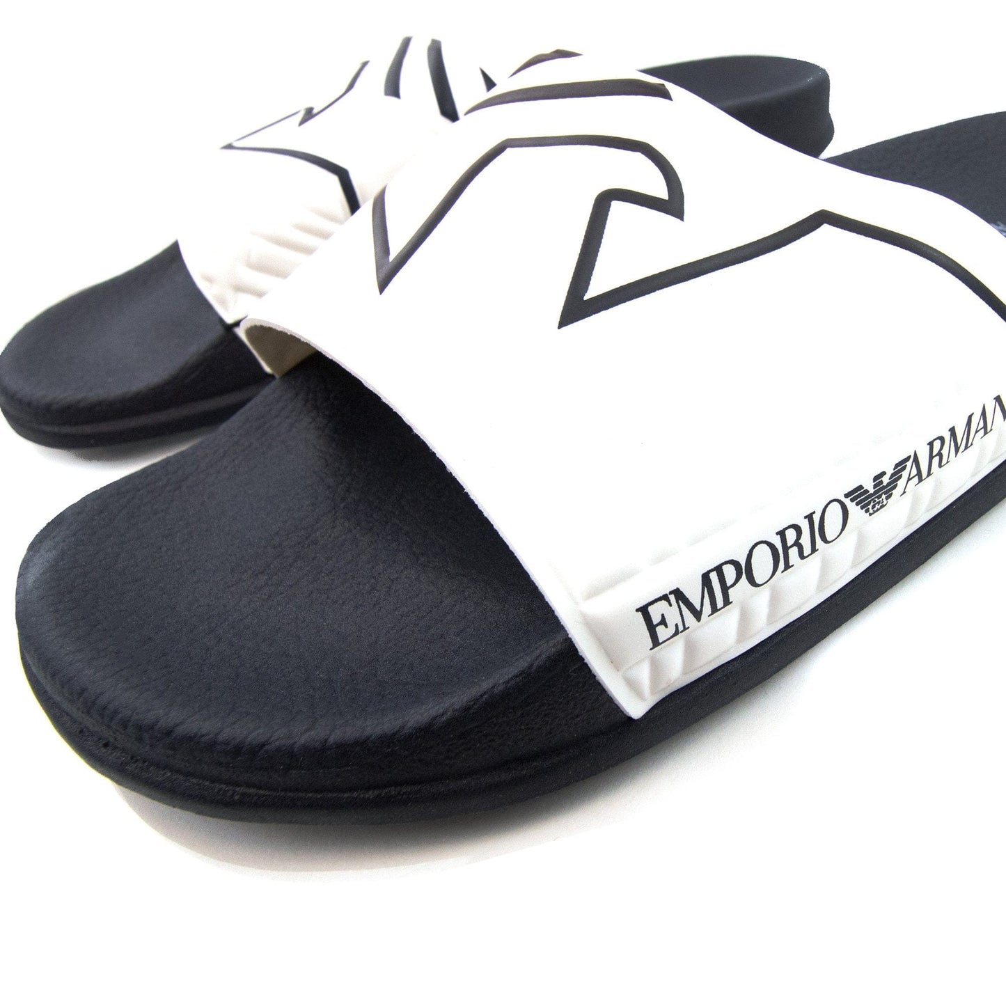 Emporio Armani Band Print Eagle Logo Slider Black/white