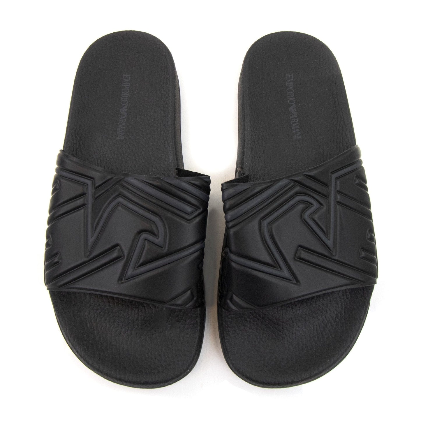 Emporio Armani Band Print Eagle Logo Slider Black