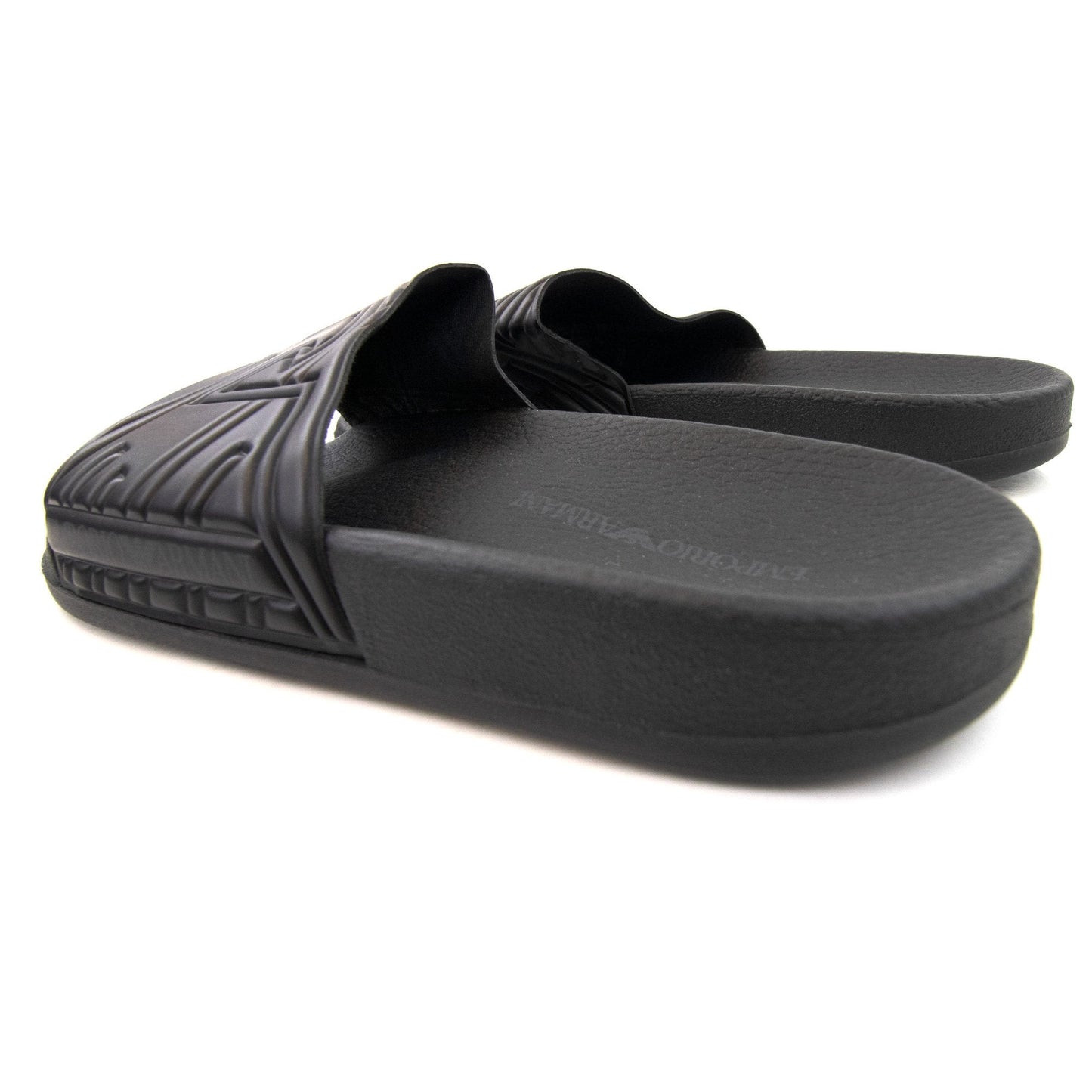 Emporio Armani Band Print Eagle Logo Slider Black
