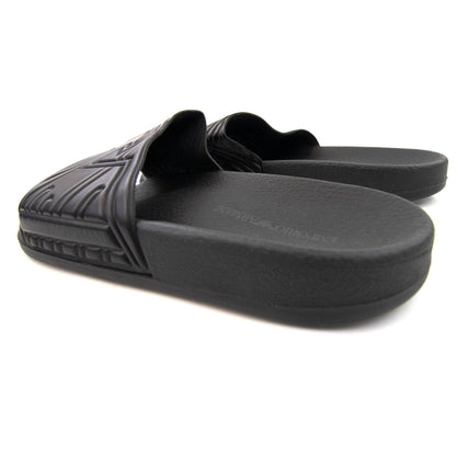 Emporio Armani Band Print Eagle Logo Slider Black