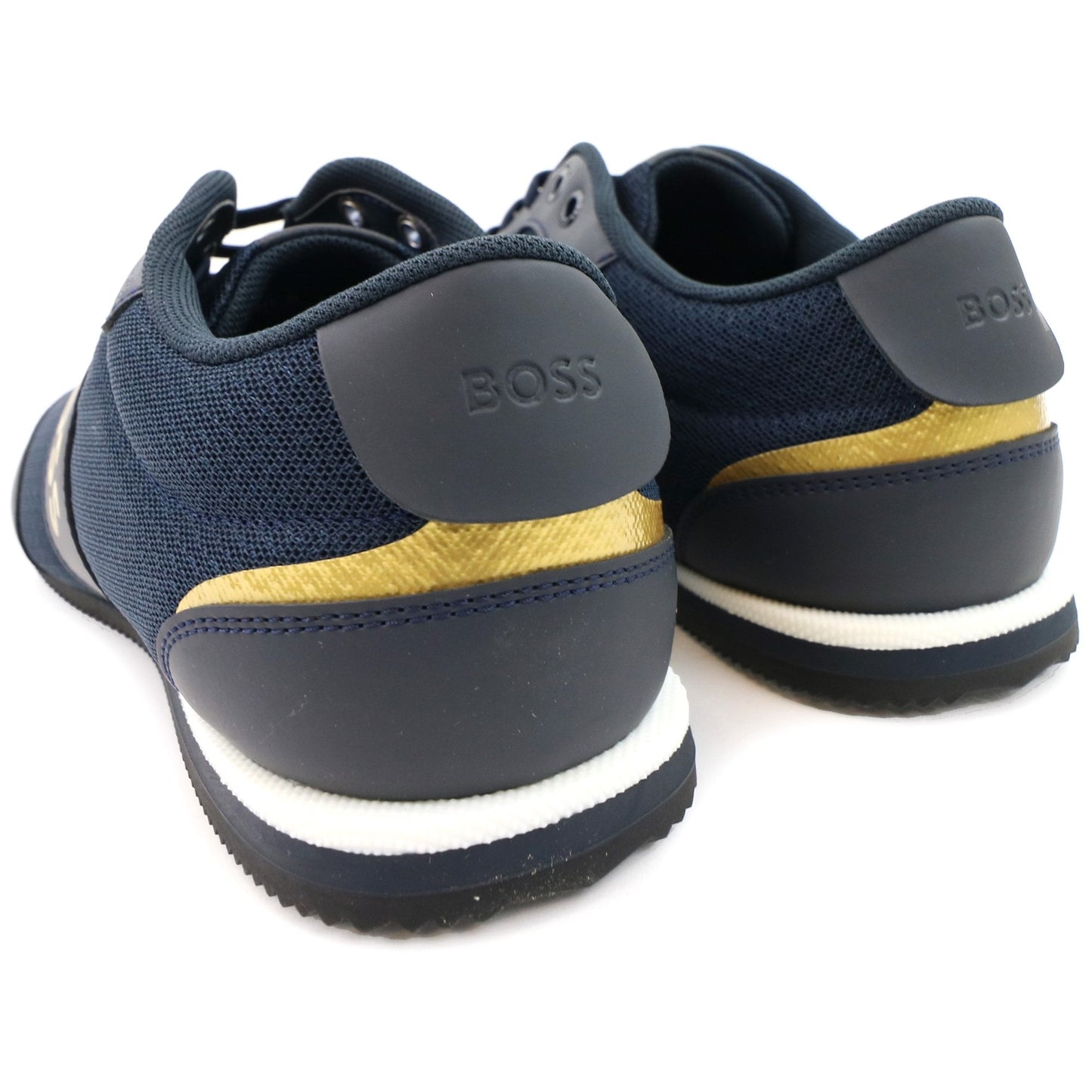 Hugo Boss Rusham Rubberised Panels Mesh Trainers Dark Blue
