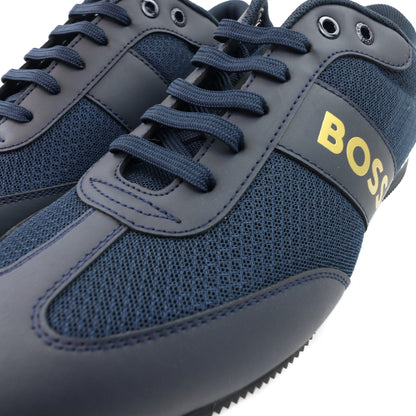 Hugo Boss Rusham Rubberised Panels Mesh Trainers Dark Blue