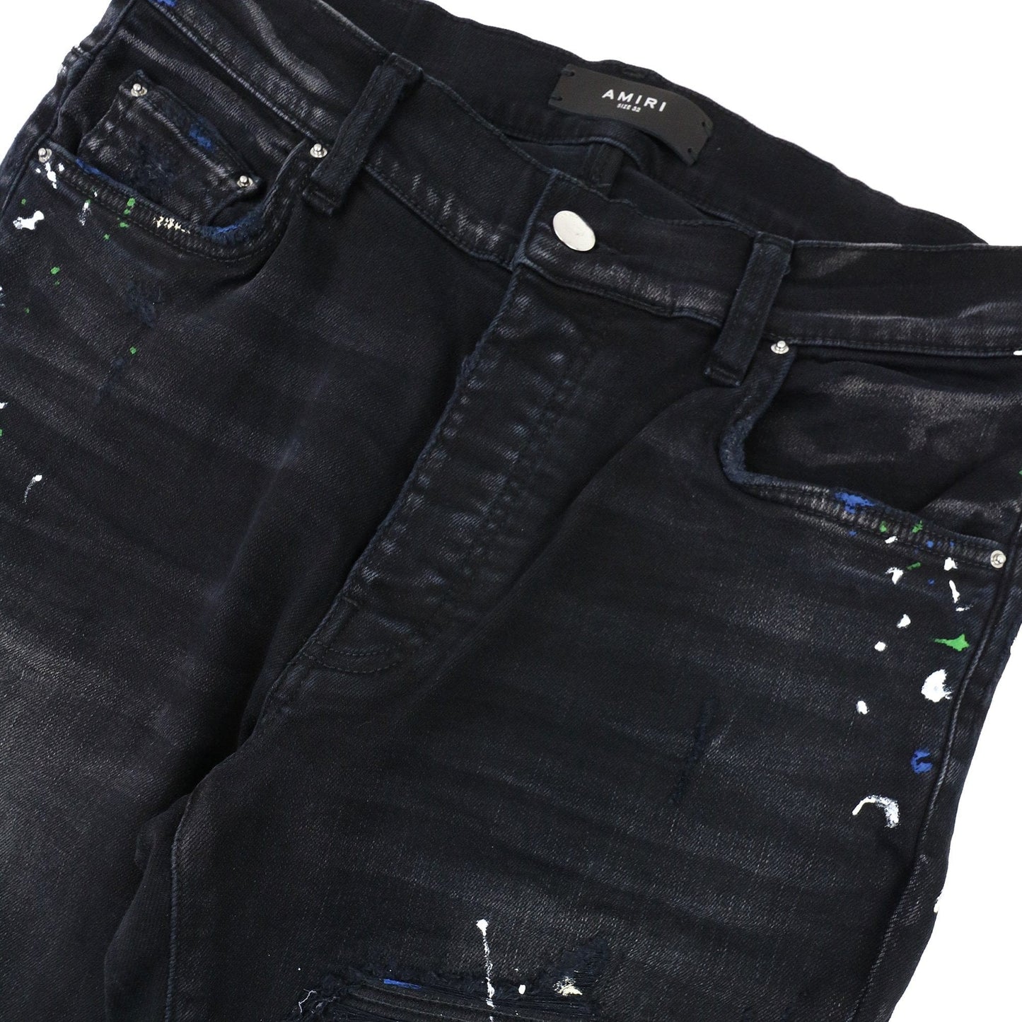 Amiri Aged Black Paint Splatter Mx1 Black