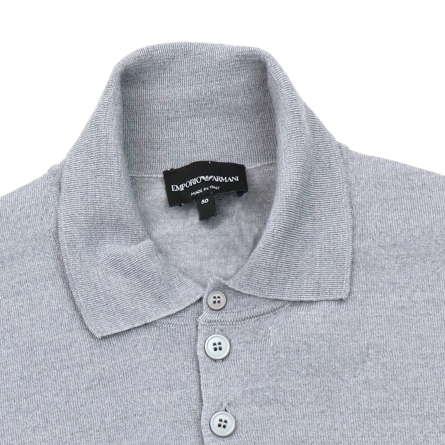 Emporio Armani Wool Knitted Long Sleeve Polo Grigio Grey