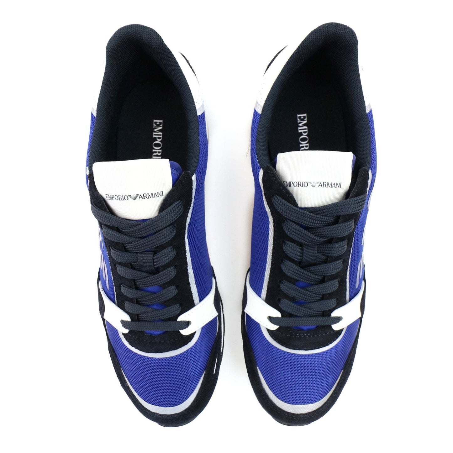 Emporio Armani Suede Sneakers With Contrasting Inserts And Oversi Navy Bluet/red