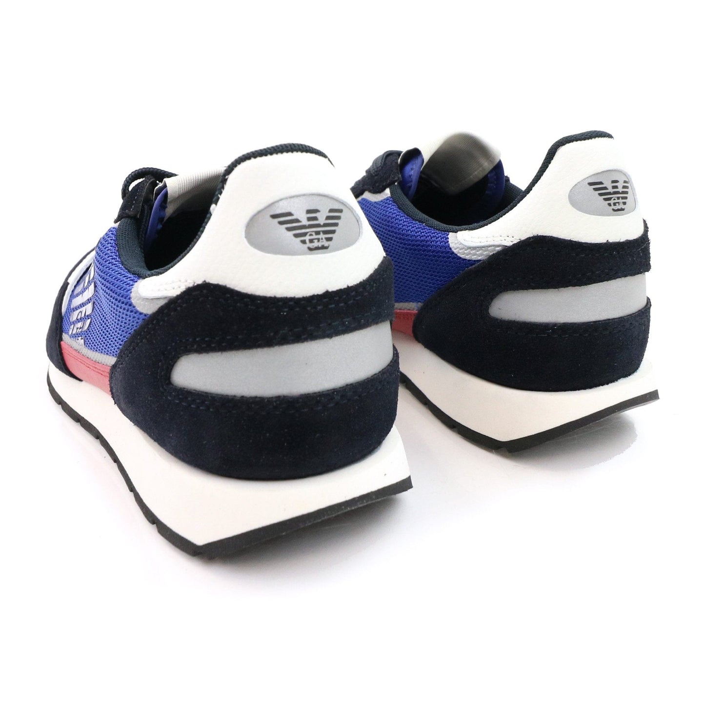 Emporio Armani Suede Sneakers With Contrasting Inserts And Oversi Navy Bluet/red