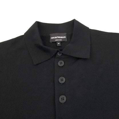 Emporio Armani Wool Knitted Long Sleeve Polo Black 999