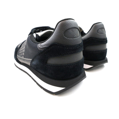 Emporio Armani Suede Sneakers With Contrasting Inserts And Oversi Black/black