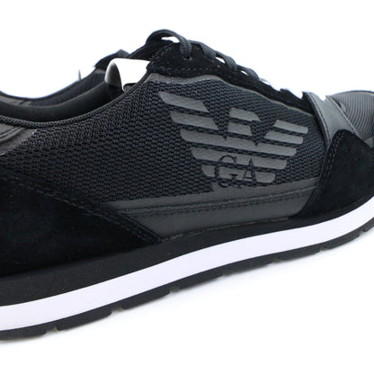 Emporio Armani Suede Sneakers With Contrasting Inserts And Oversi Black/black