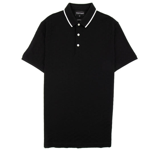 Emporio Armani All Over Jacquard Eagle Logo Polo Black 999