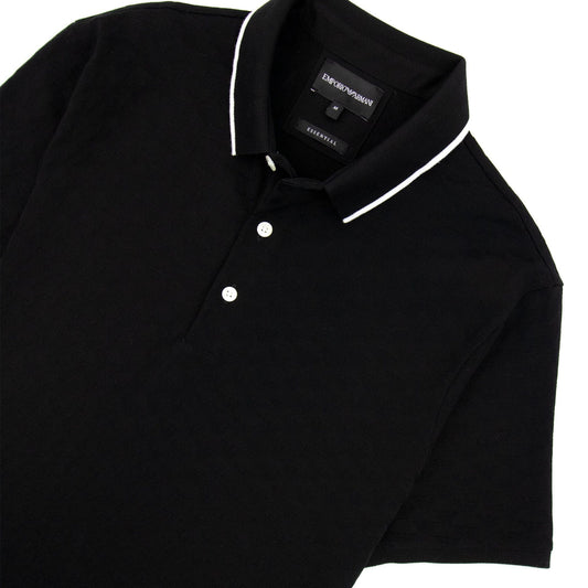 Emporio Armani All Over Jacquard Eagle Logo Polo Black 999