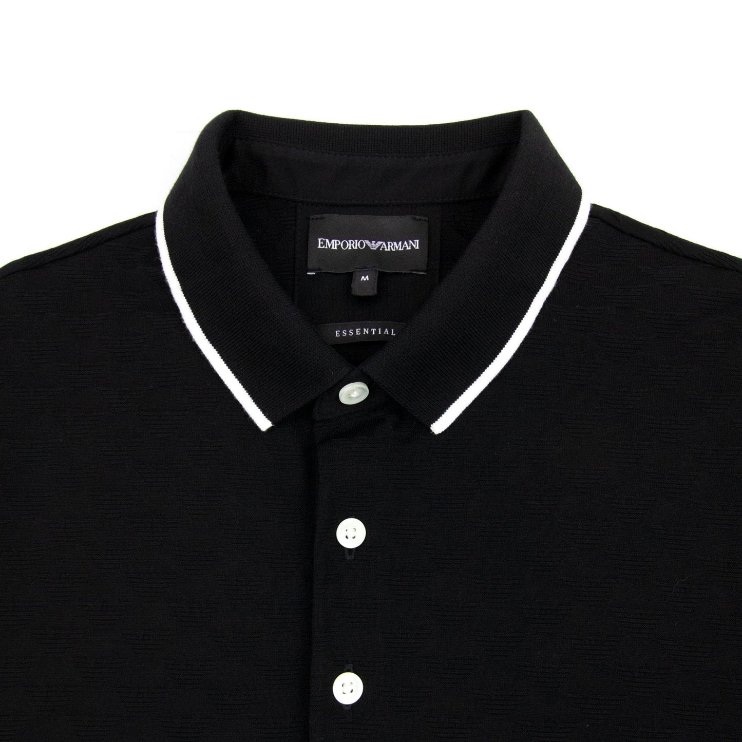 Emporio Armani All Over Jacquard Eagle Logo Polo Black 999
