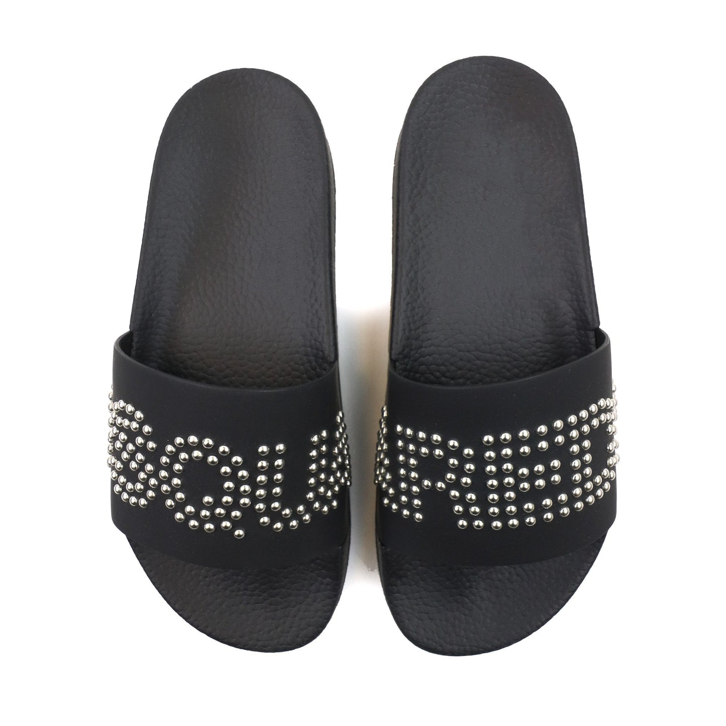 Dsquared2 Dsq2 Stude Logo Leather Sliders Black