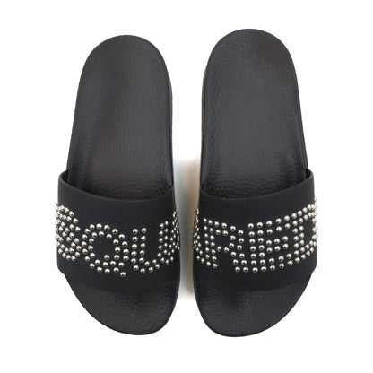Dsquared2 Dsq2 Stude Logo Leather Sliders Black