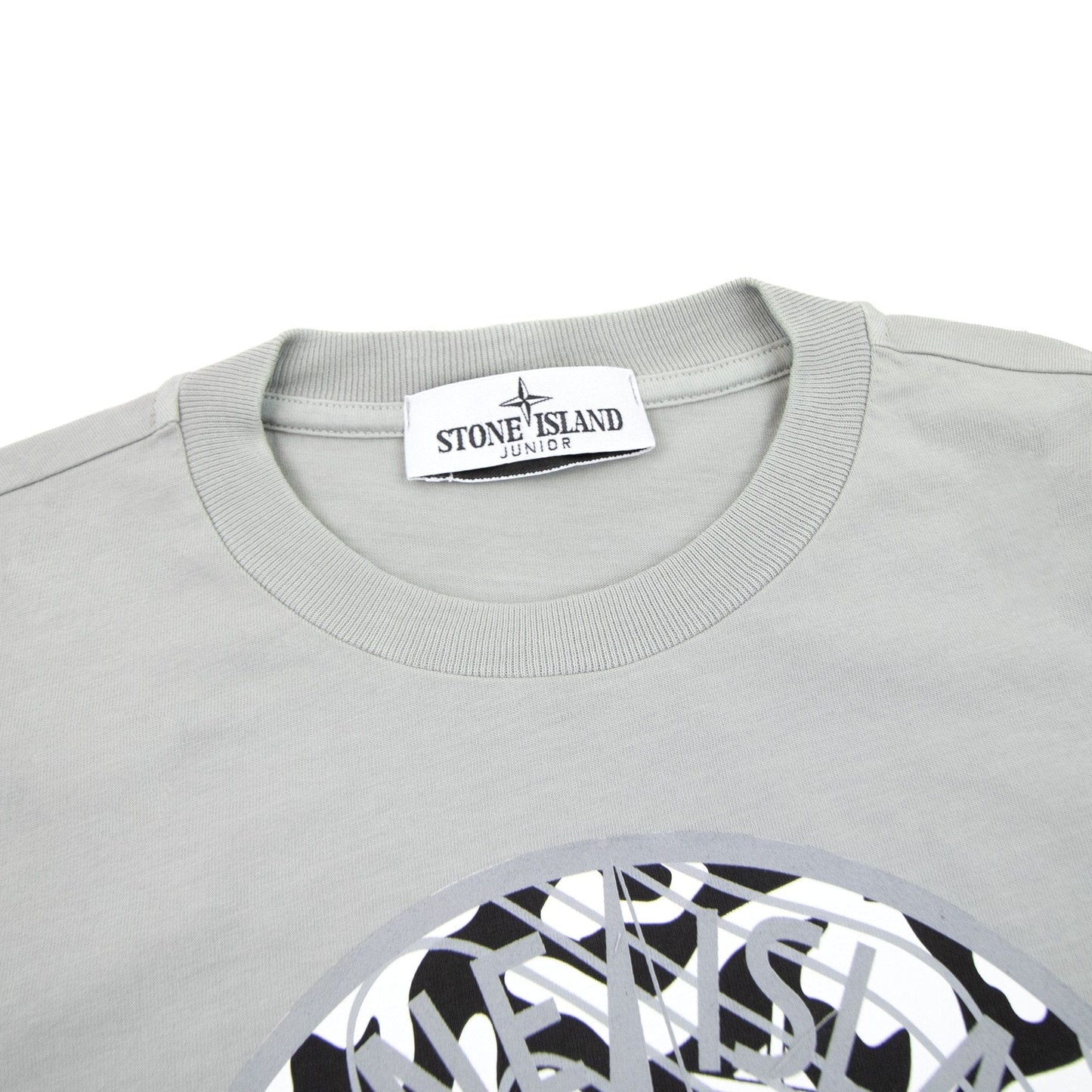 Stone Island Junior 21071 Camo Reflective Logo T Shirt Grey V0064