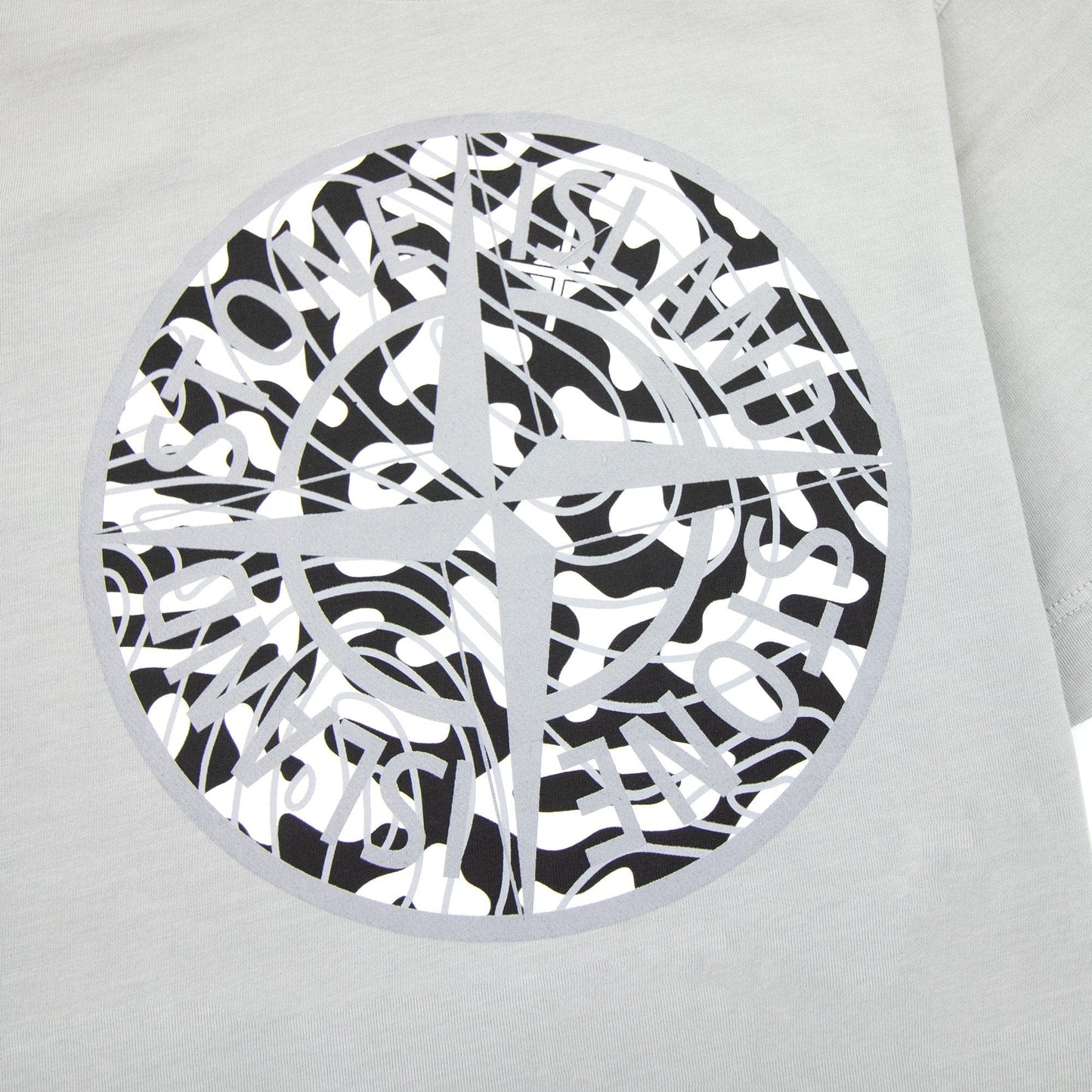 Stone Island Junior 21071 Camo Reflective Logo T Shirt Grey V0064