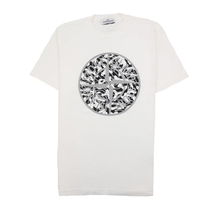 Stone Island Junior 21071 Camo Reflective Logo T Shirt Off White V0099