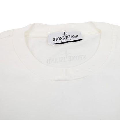Stone Island Junior 21071 Camo Reflective Logo T Shirt Off White V0099