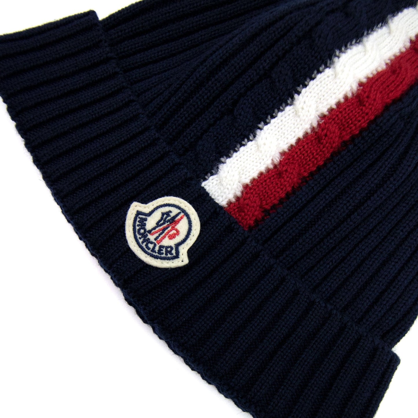 Moncler Junior Berretto Tricolor Wool Beanie Navy 778