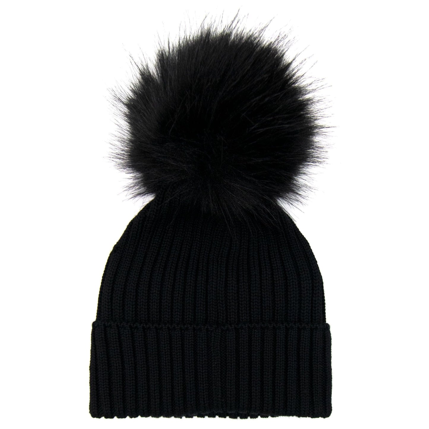 Moncler Junior Berretto Pom Pom Wool Hat Black 999