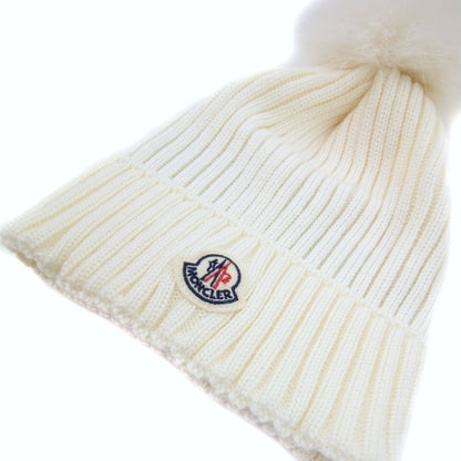 Moncler Junior Berretto Pom Pom Wool Hat White 034