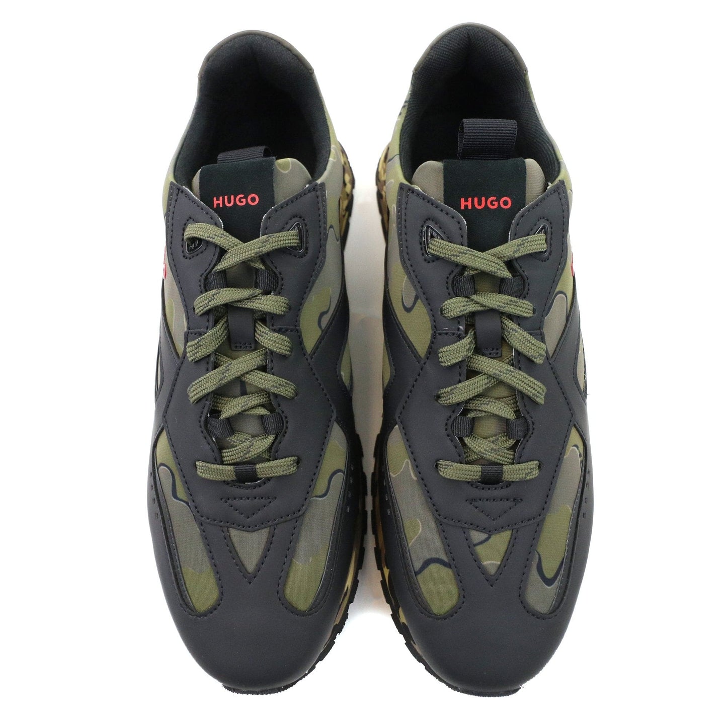 Hugo Camouflage Print Trainers Open Green