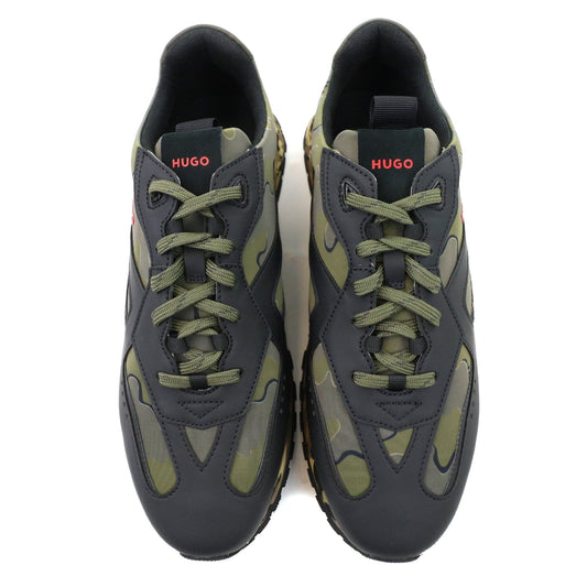 Hugo Camouflage Print Trainers Open Green