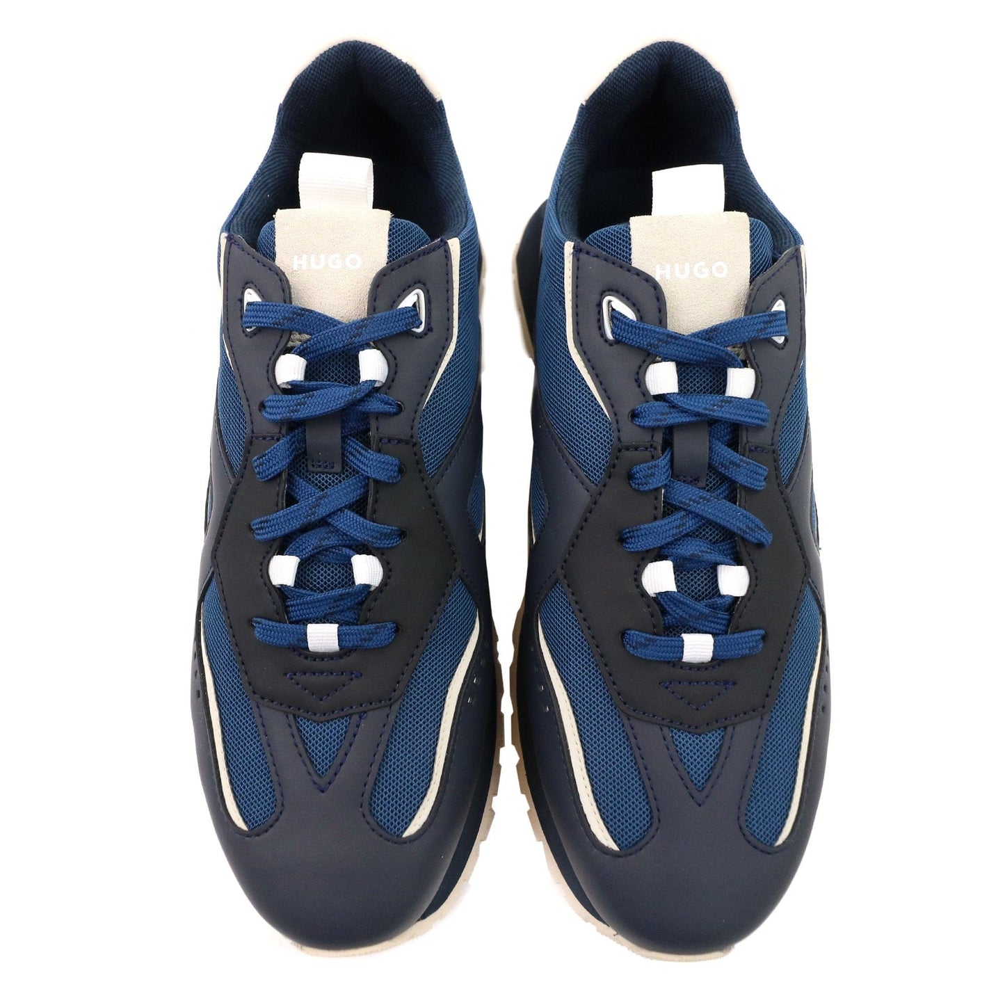 Hugo Cubite Lace Up Mixed Material Trainers Dark Blue