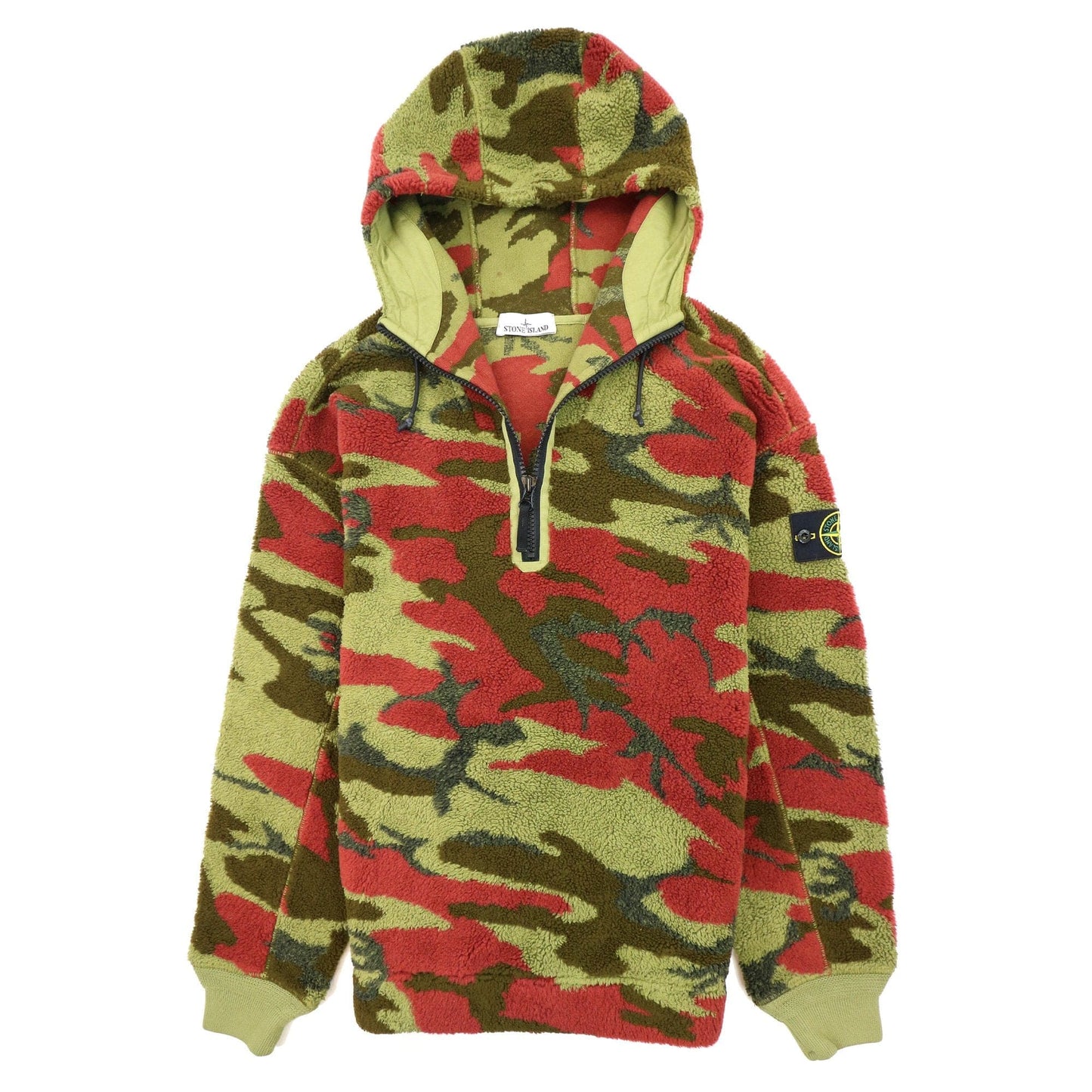 Stone Island 616e3 Heritage Camo Pile Hoodied Sweatshirt Military Green V0054