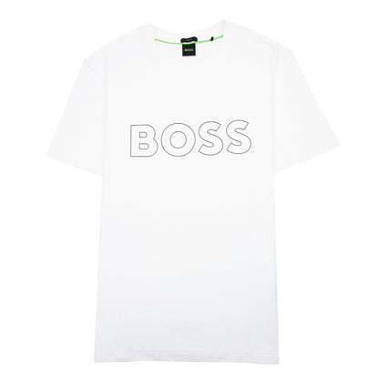 Hugo Boss Tee 9 Outline Logo T Shirt White 100