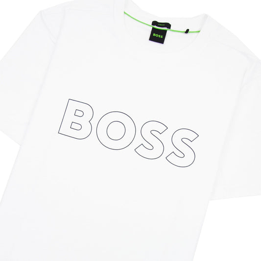 Hugo Boss Tee 9 Outline Logo T Shirt White 100