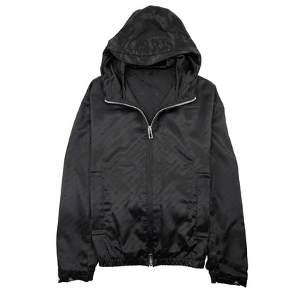 Emporio Armani Jacquard Nylon Hooded Blouson With All-over Eagle Black
