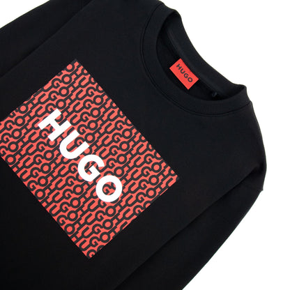 Hugo Dalker Logo Print Relax Fit Sweatshirt Black 001
