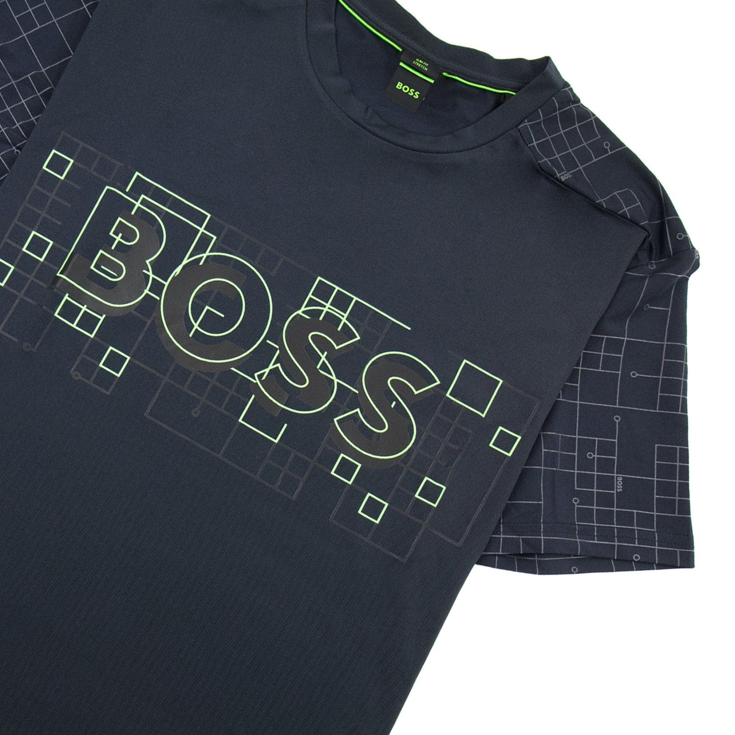 Hugo Boss Tee Active Glow Effect Logo T Shirt Navy 402