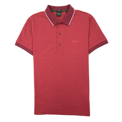 Hugo Boss Paule 4 Slim Fit Branded Placket Polo Burgundy 654