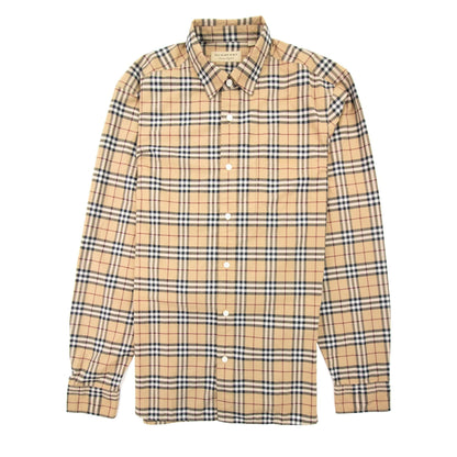 Burberry Alexander Cotton Check Long Sleeve Shirt Camel