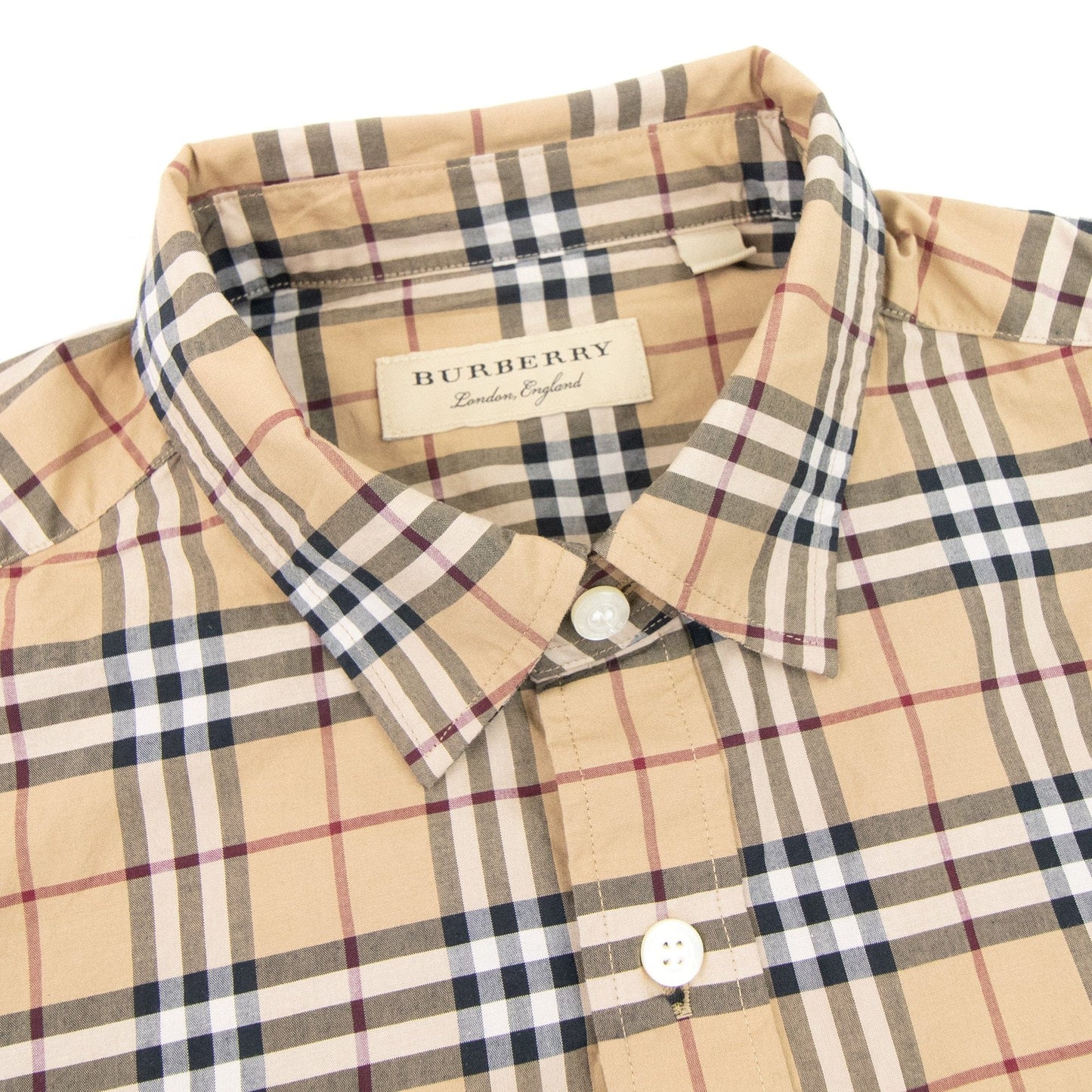 Burberry Alexander Cotton Check Long Sleeve Shirt Camel