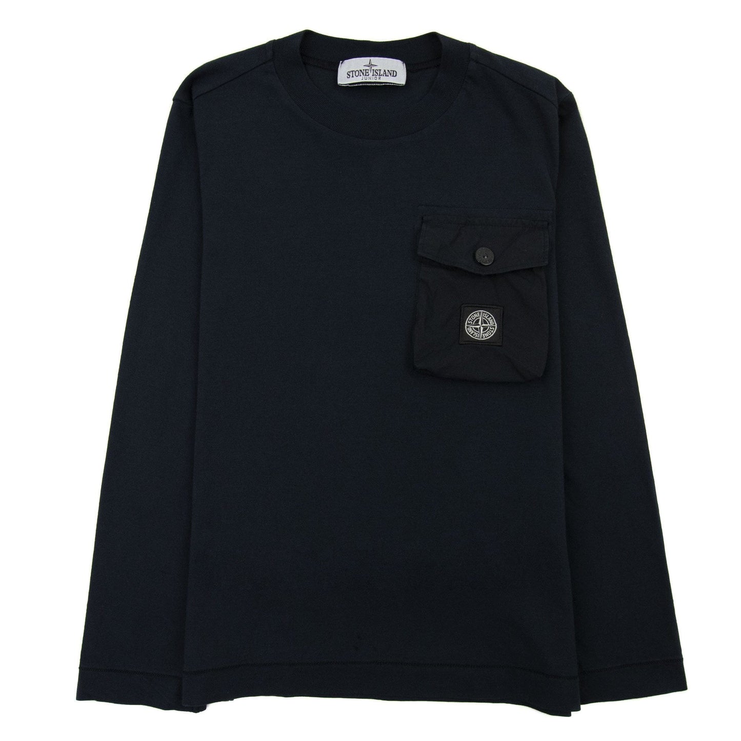 Stone Island Junior 20347 Pocket Logo Long Sleeve T Shirt Navy V0020