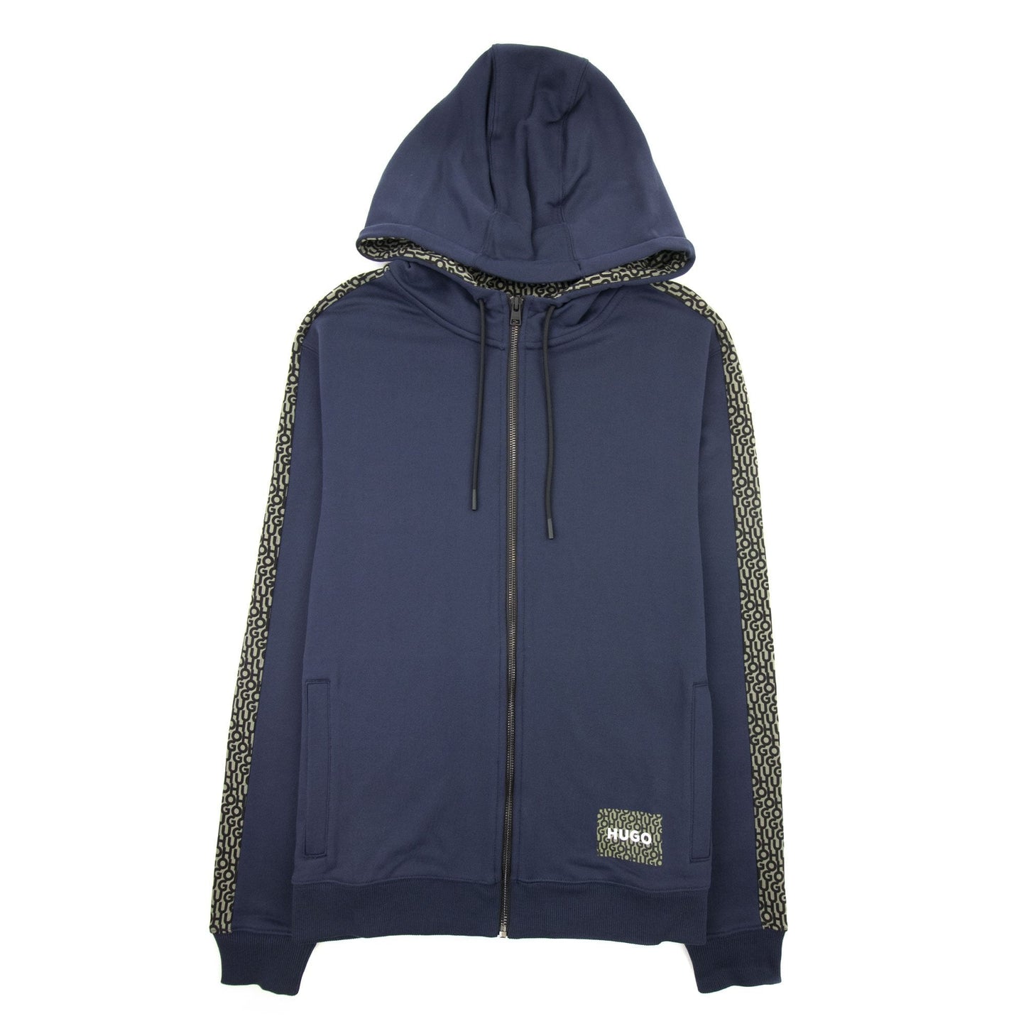 Hugo Dobbins Repeat Logo Zip Up Hoody Dark Blue 405