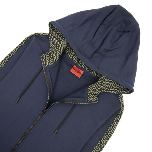 Hugo Dobbins Repeat Logo Zip Up Hoody Dark Blue 405