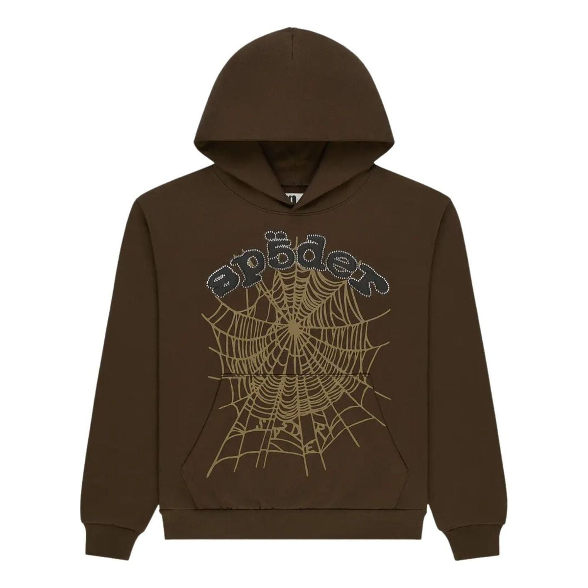 Sp5der Og Web Rhinestone Hoodie 'Brown' ST009FW25BRN