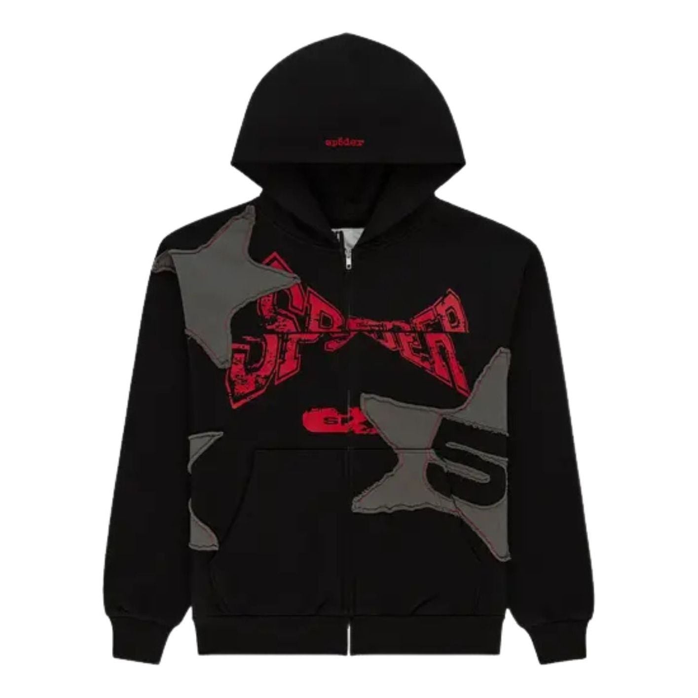 Sp5der Big Star Full Zip Hoodie 'Black' ST008FW25BLK
