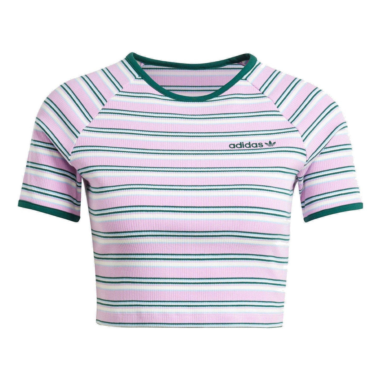 (WMNS) adidas Asia Sizing '80s Rib Stripe Baby T-Shirt 'Pink White' JC6168